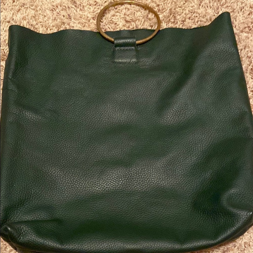 Elegant Green Leather Sseko Tote Bag